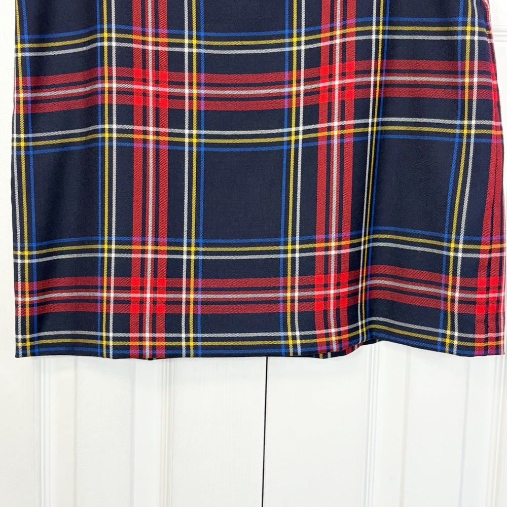 Talbots Preppy Navy Blue & Red Multi Plaid Tartan Wool Mini Skirt 12P - Picture 6 of 15